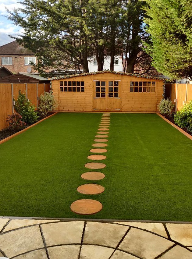 Custom landscaping with artificial grass